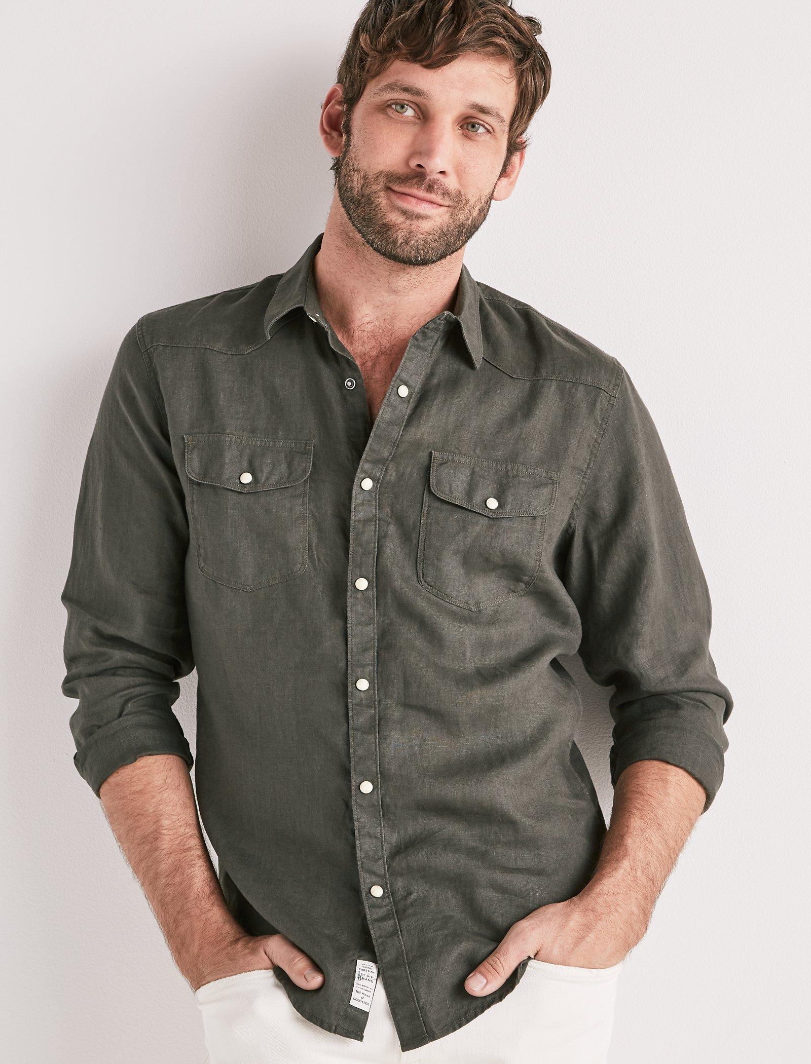 Buy Lucky Brand Men's Grant Linen Safari Shirt Online at desertcartINDIA