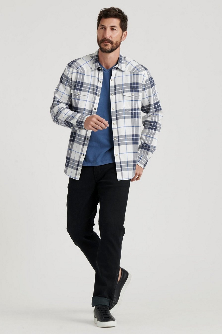 LUCKY BRAND Men’s Snap Long-Sleeve Saturday Stretch Flannel Plaid Shirt  Medium