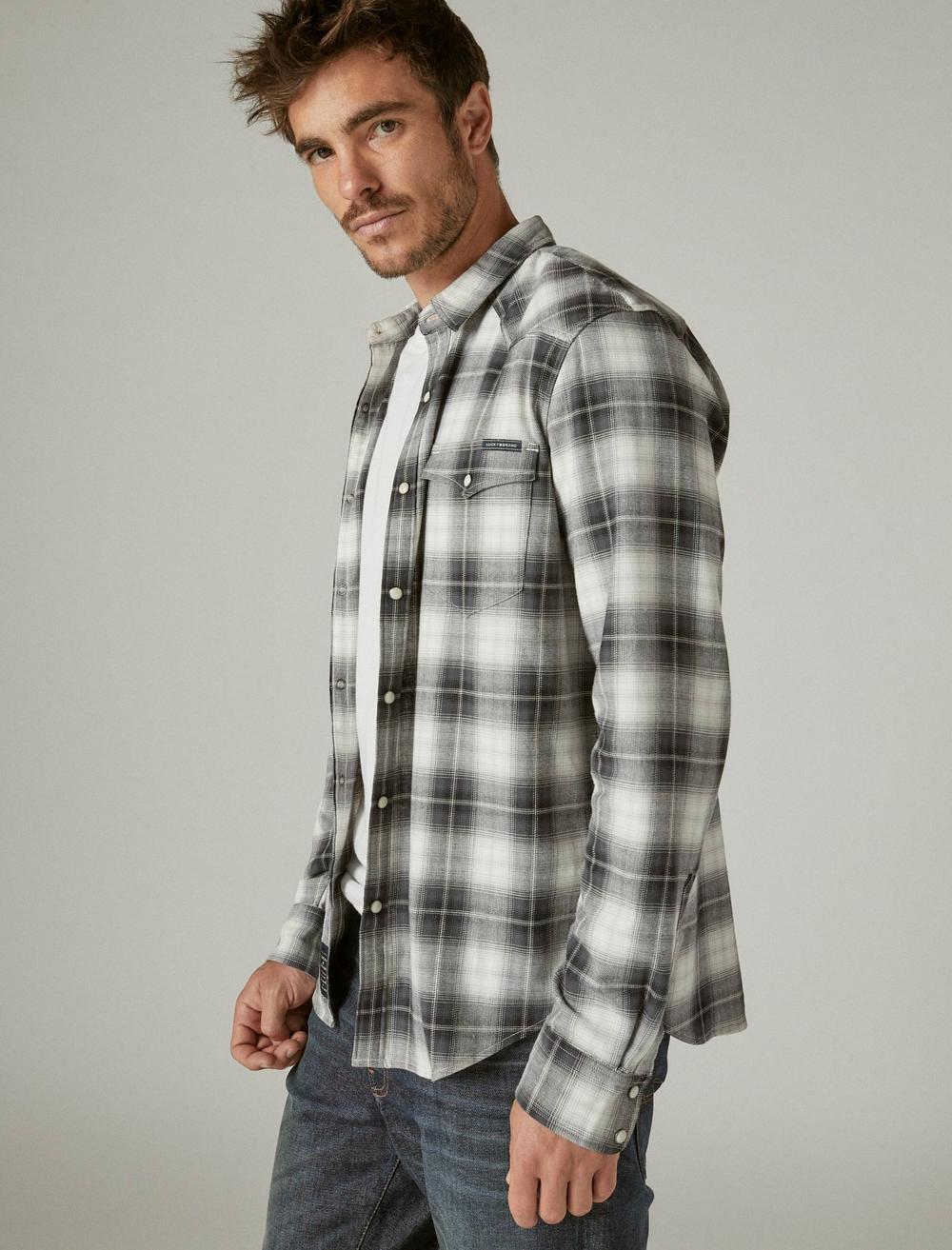 Lucky Brand Mens Casual Long Sleeve Plaid Button Down Western Shirt 