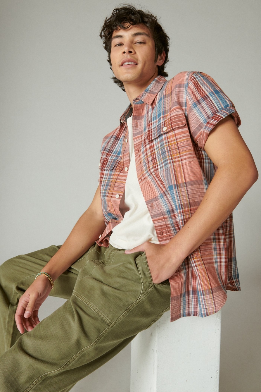 Lucky Brand Linen Short Sleeve Button Up Shirt - Men's Clothing