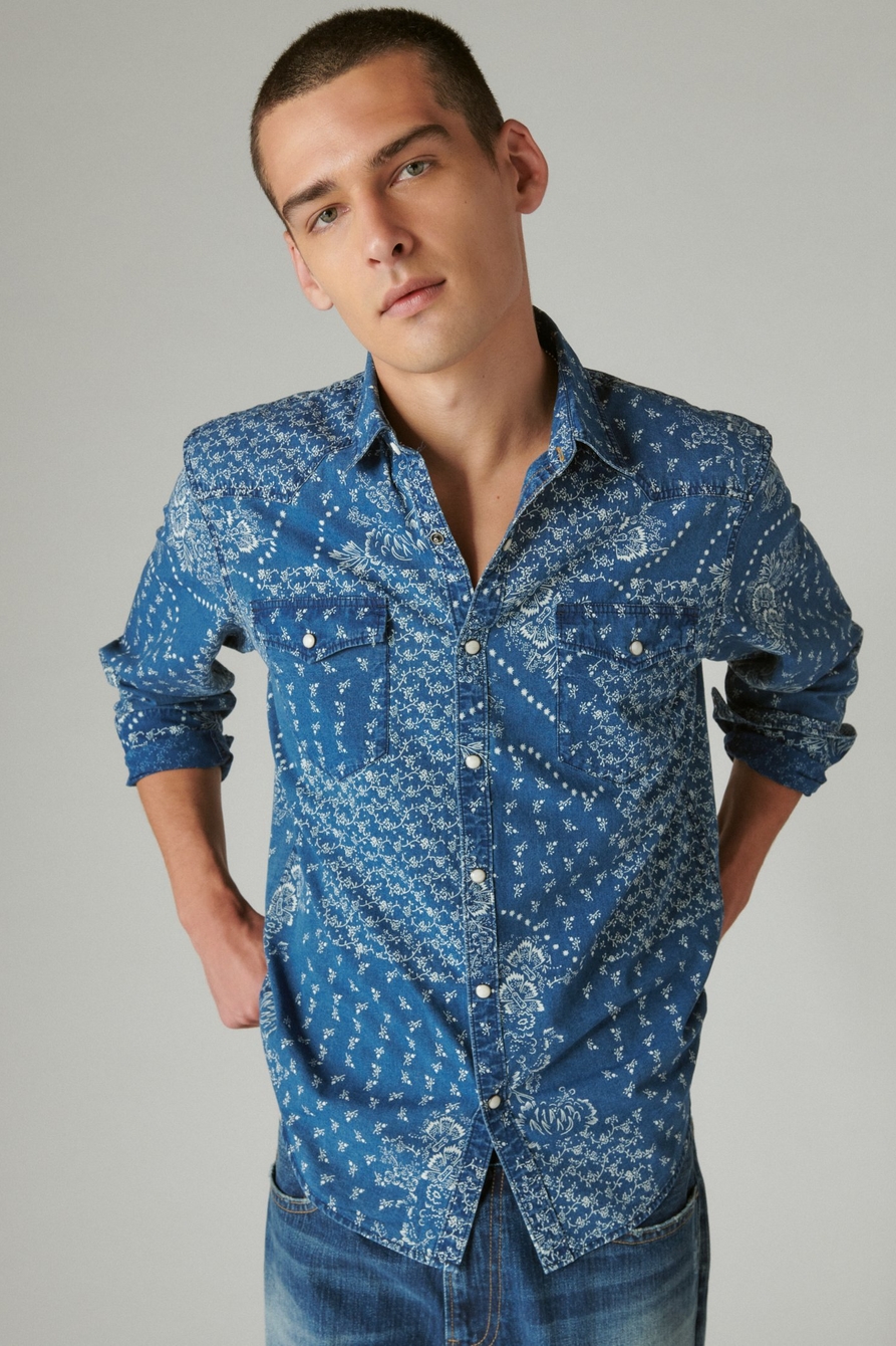 Lucky Brand True Indigo classic fit button up long sleeve shirt size small