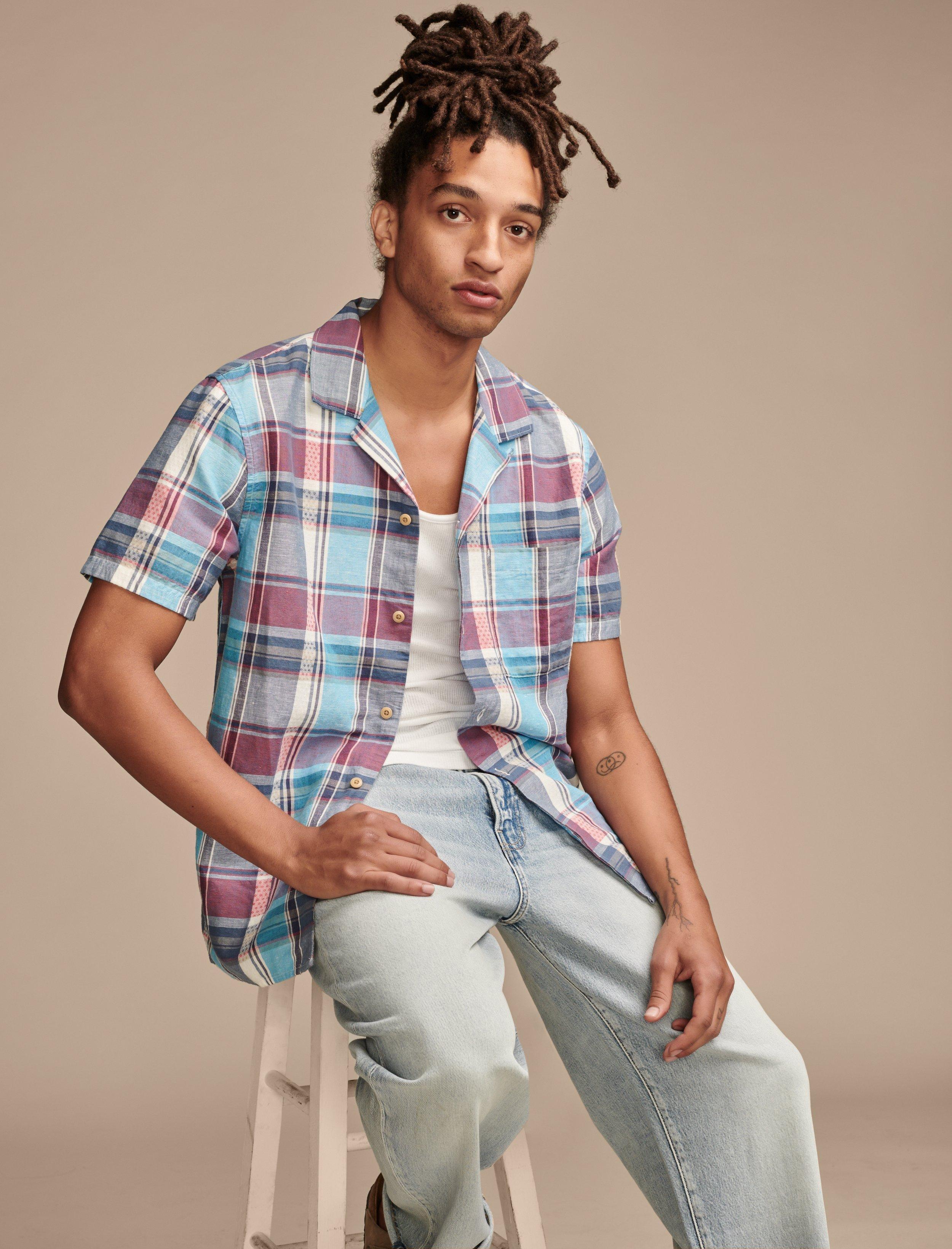 PLAID LINEN CAMP SHIRT