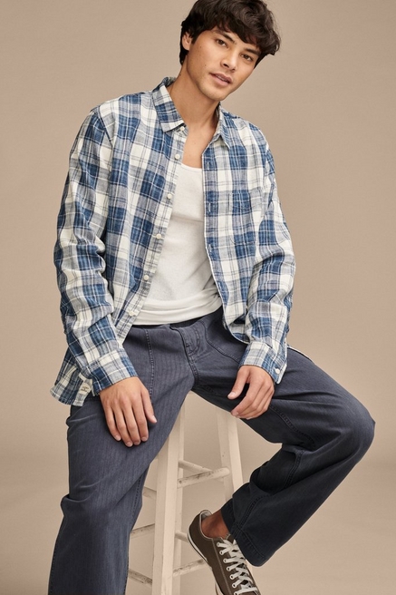 Lucky Brand Men's Short Sleeve Linen Henley Shirt, Aegean Blue, Small :  : Clothing, Shoes & Accessories