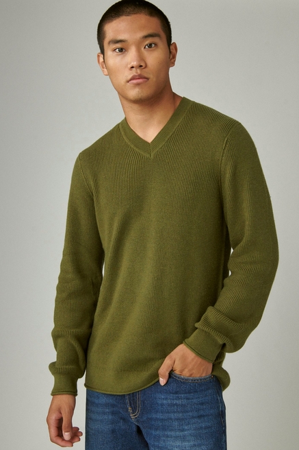 Mens V Neck Jumper Soft Knit Wool Sweater Pullover Casual Long Sleeve Top Size 