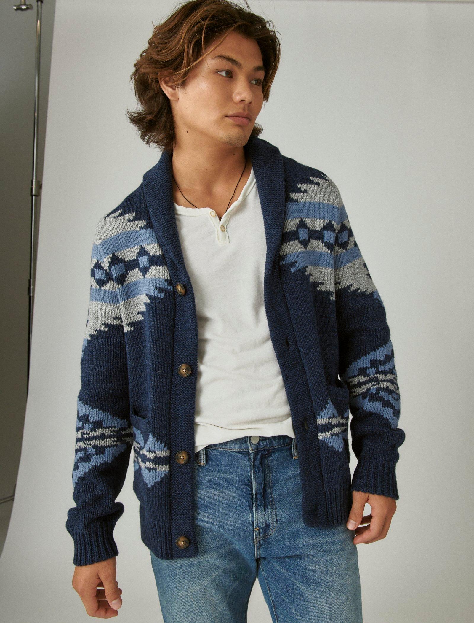 lucky brand men's cardigan