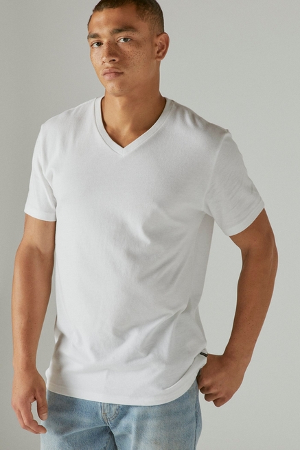 Lucky Brand Men's Venice Burnout Notch Neck Tee Shirt, Zephyr, S for $21 -  7M62161