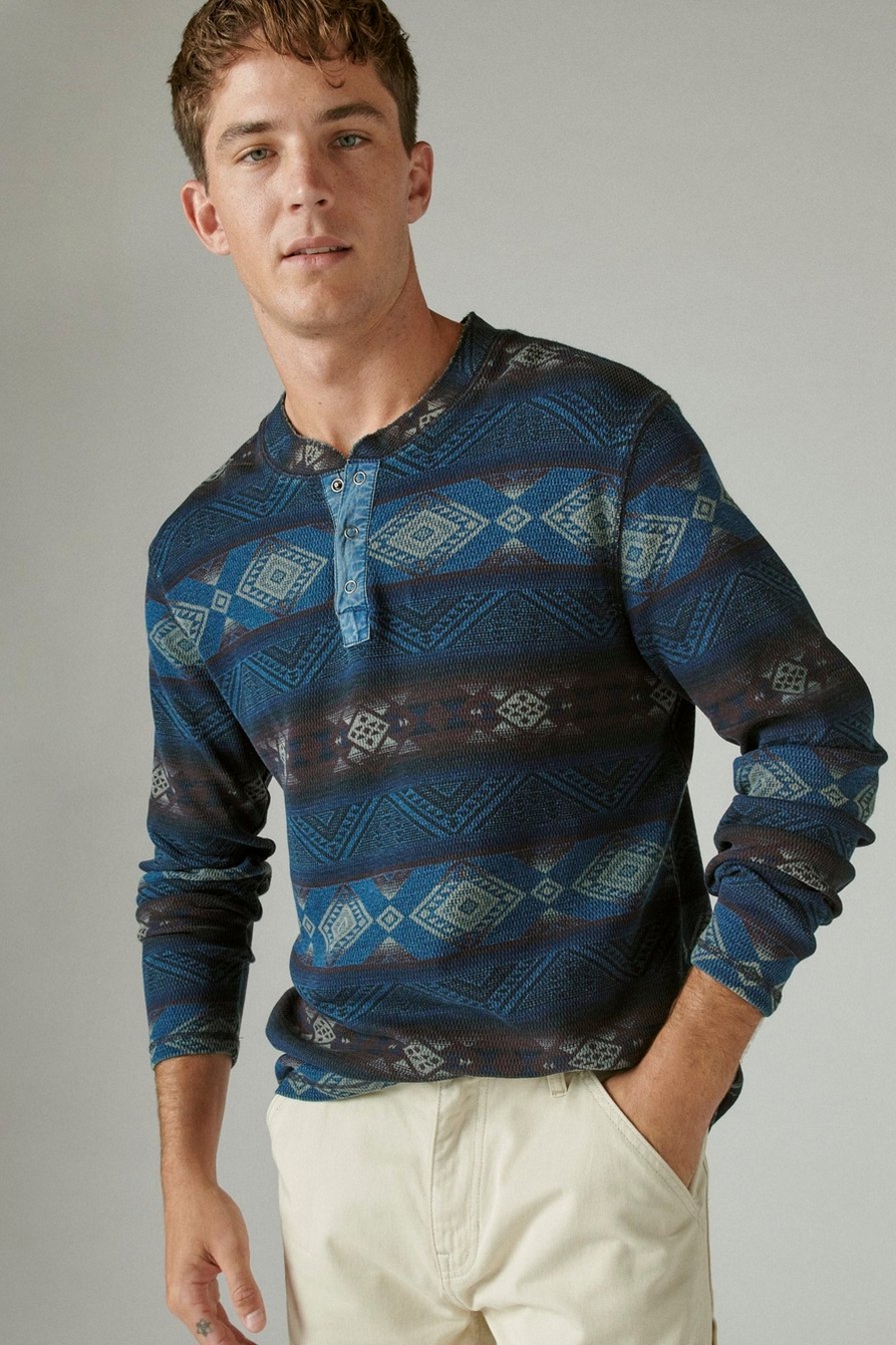 PRINTED WASHED SNAP-BUTTON HENLEY, image 1
