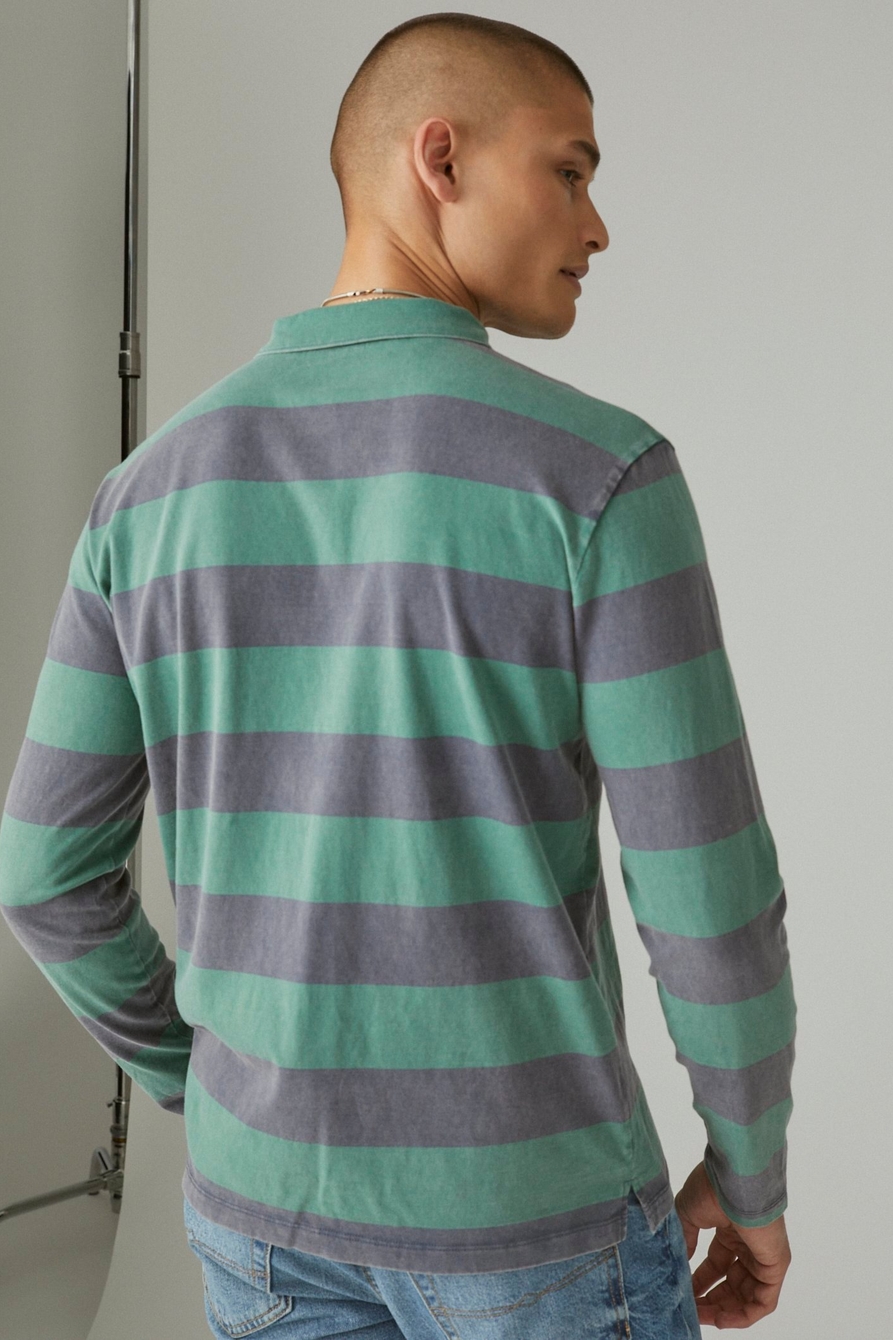 SUEDED JERSEY LONG SLEEVE RUGBY STRIPE POLO, image 2