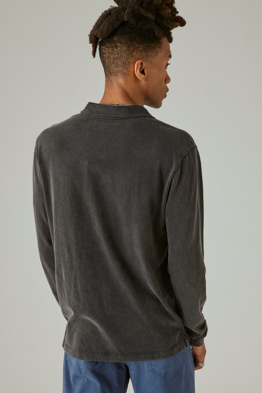 SUEDED JERSEY LONG SLEEVE POLO, image 3