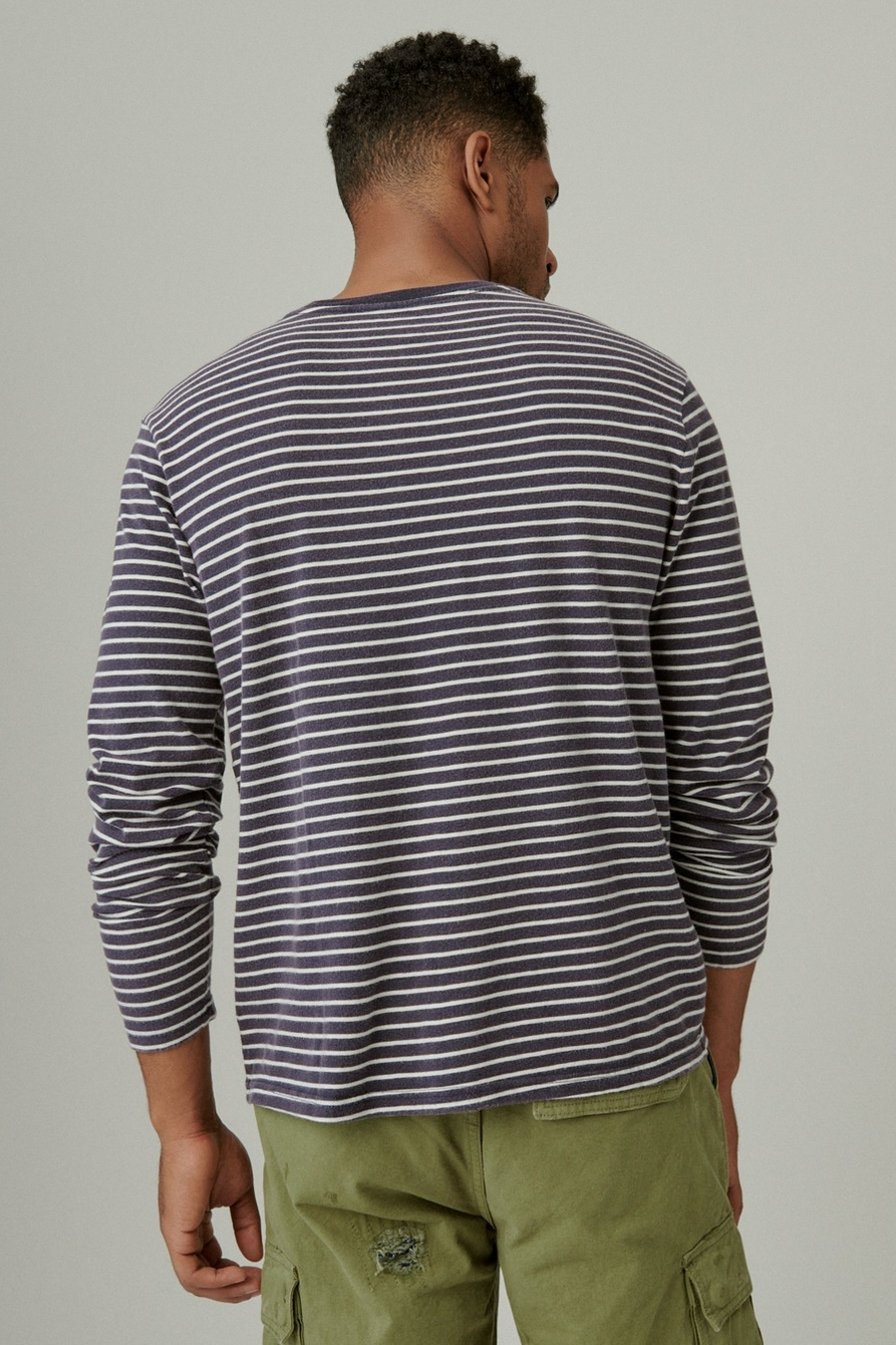 SUEDED VARIAGATED LONG SLEEVE STRIPE CREW, image 3