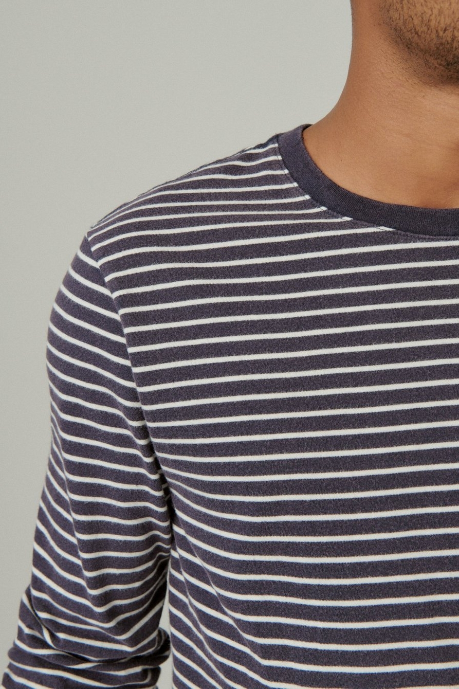SUEDED VARIAGATED LONG SLEEVE STRIPE CREW, image 4