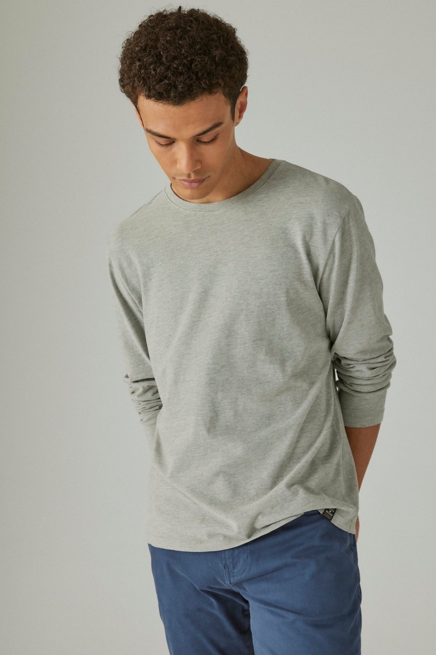 SUEDED LONG SLEEVE CREW, image 1