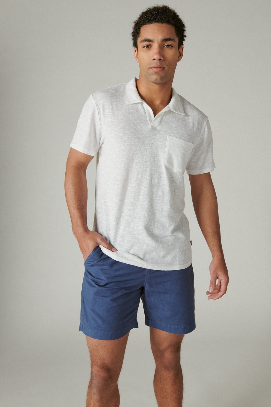 Lucky Brand Mens Short Sleeve Linen Johnny Collar Polo : :  Clothing, Shoes & Accessories
