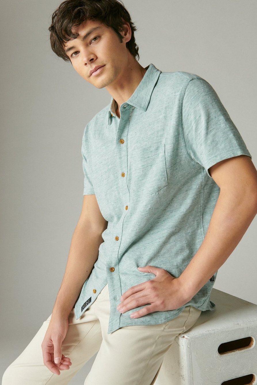 Short-Sleeve Linen Button-Front Shirt