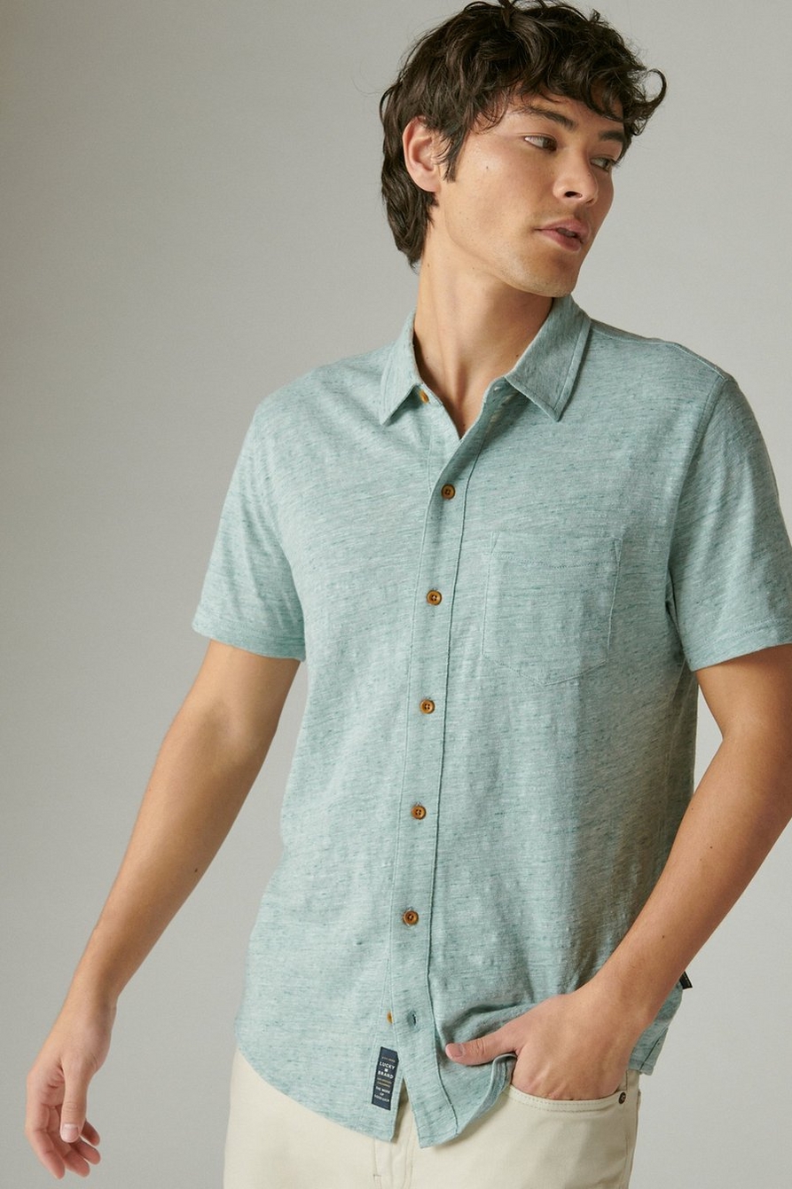 Lucky Brand Linen Short Sleeve Button Up Shirt - Men's Clothing
