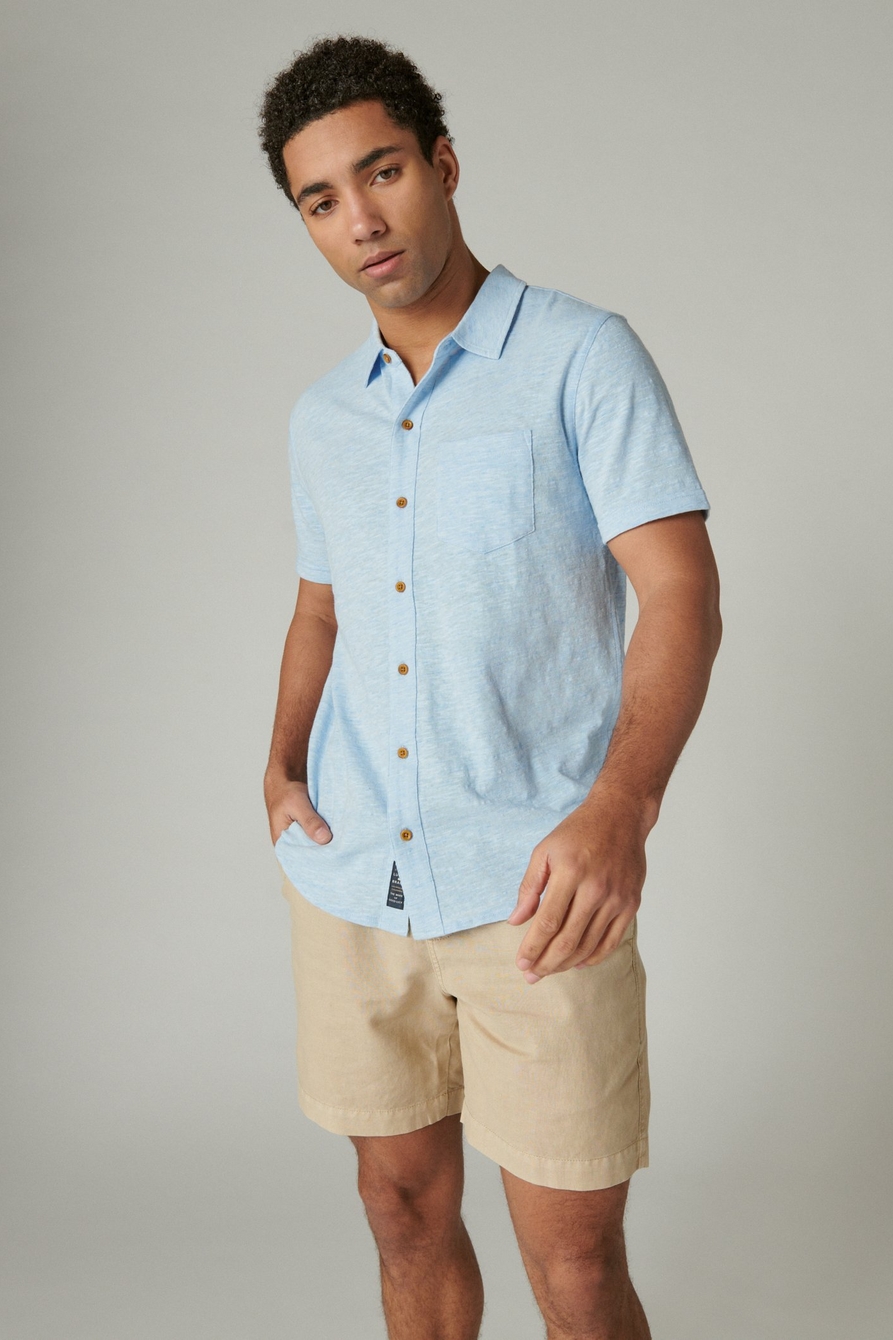Lucky Brand Mens Short Sleeve Linen Johnny Collar Polo : :  Clothing, Shoes & Accessories