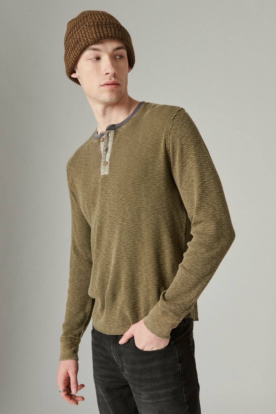 ACID WASH THERMAL HENLEY W/ CONTRAST PLACKET, image 3