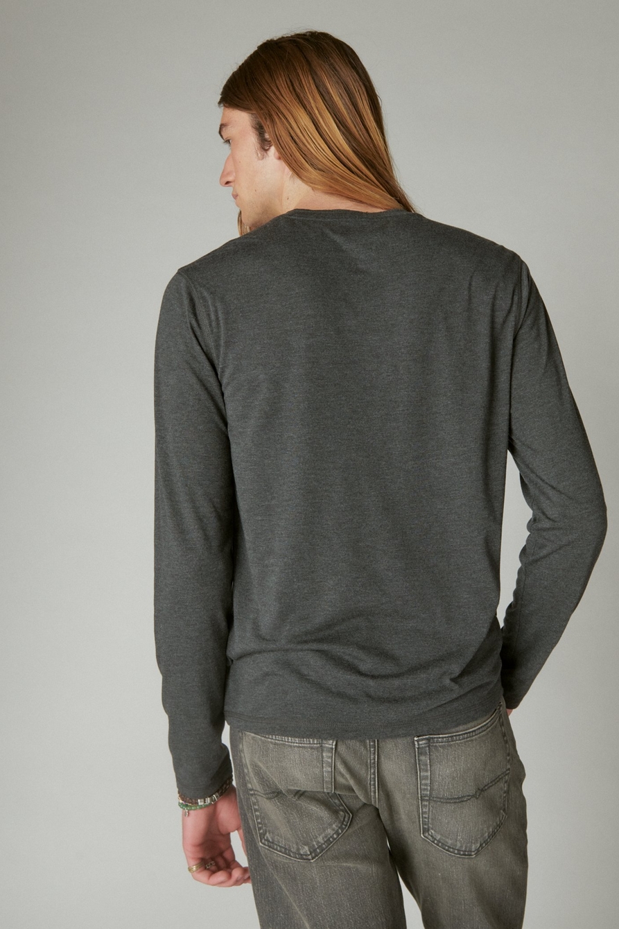 Lucky Brand Black Long Sleeve Henley Size M - 50% off