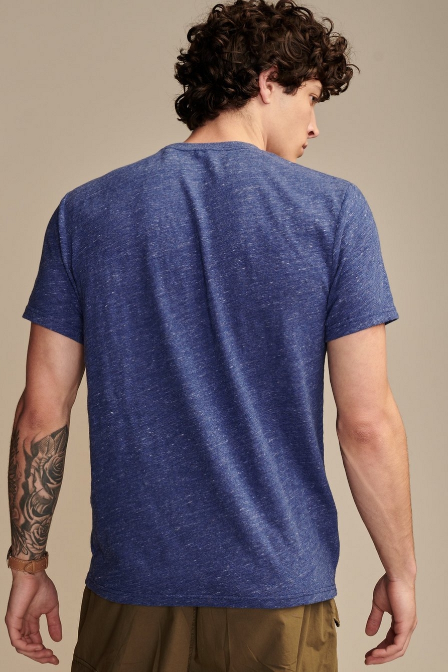 Lucky Brand Men's Short Sleeve Linen Pocket Crew Neck Shirt