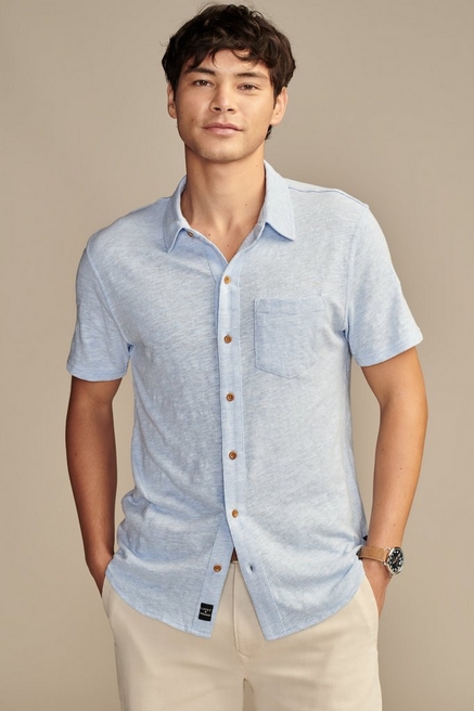 Lucky Brand San Gabriel Short Sleeve Linen Blend Button-Up Shirt