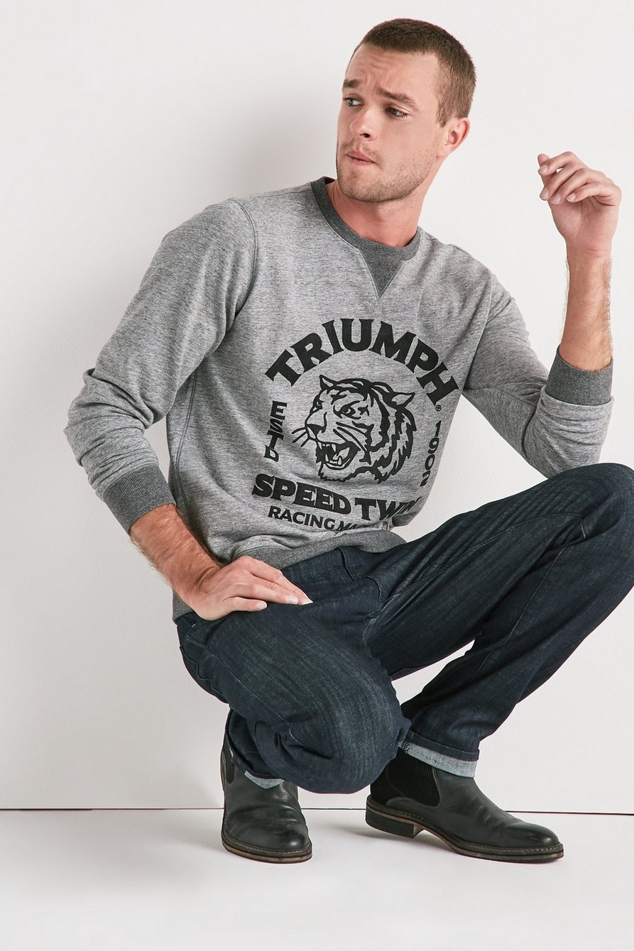 Lucky Brand Triumph Motorcycle Sweatshirt Size Small Gray
