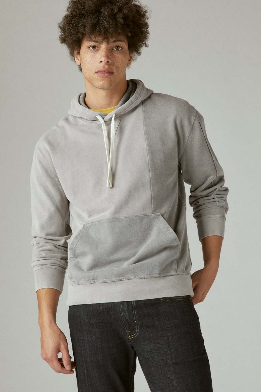 SUEDED TERRY PATCHWORK HOODIE, image 1