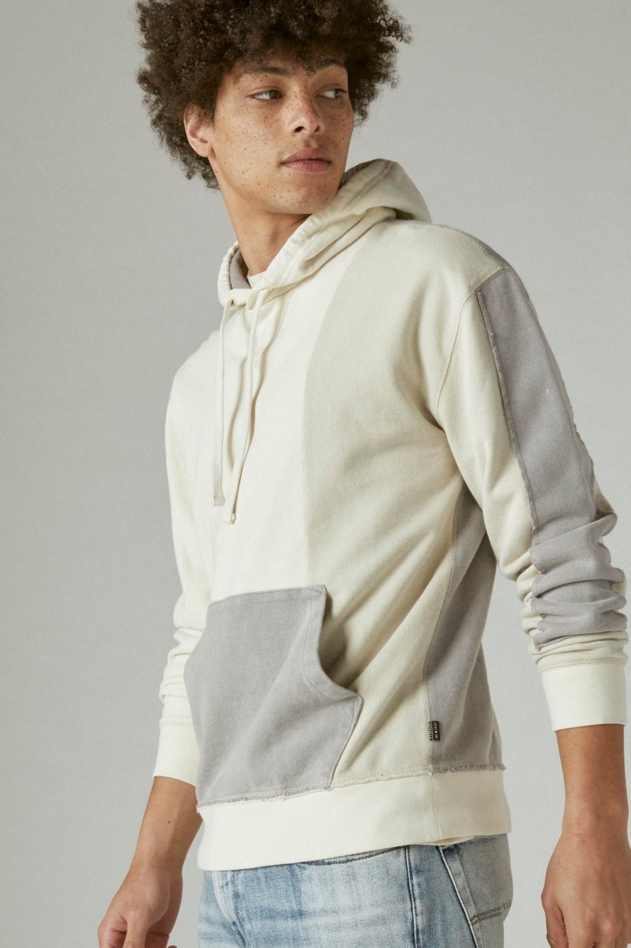SUEDED TERRY PATCHWORK HOODIE, image 3