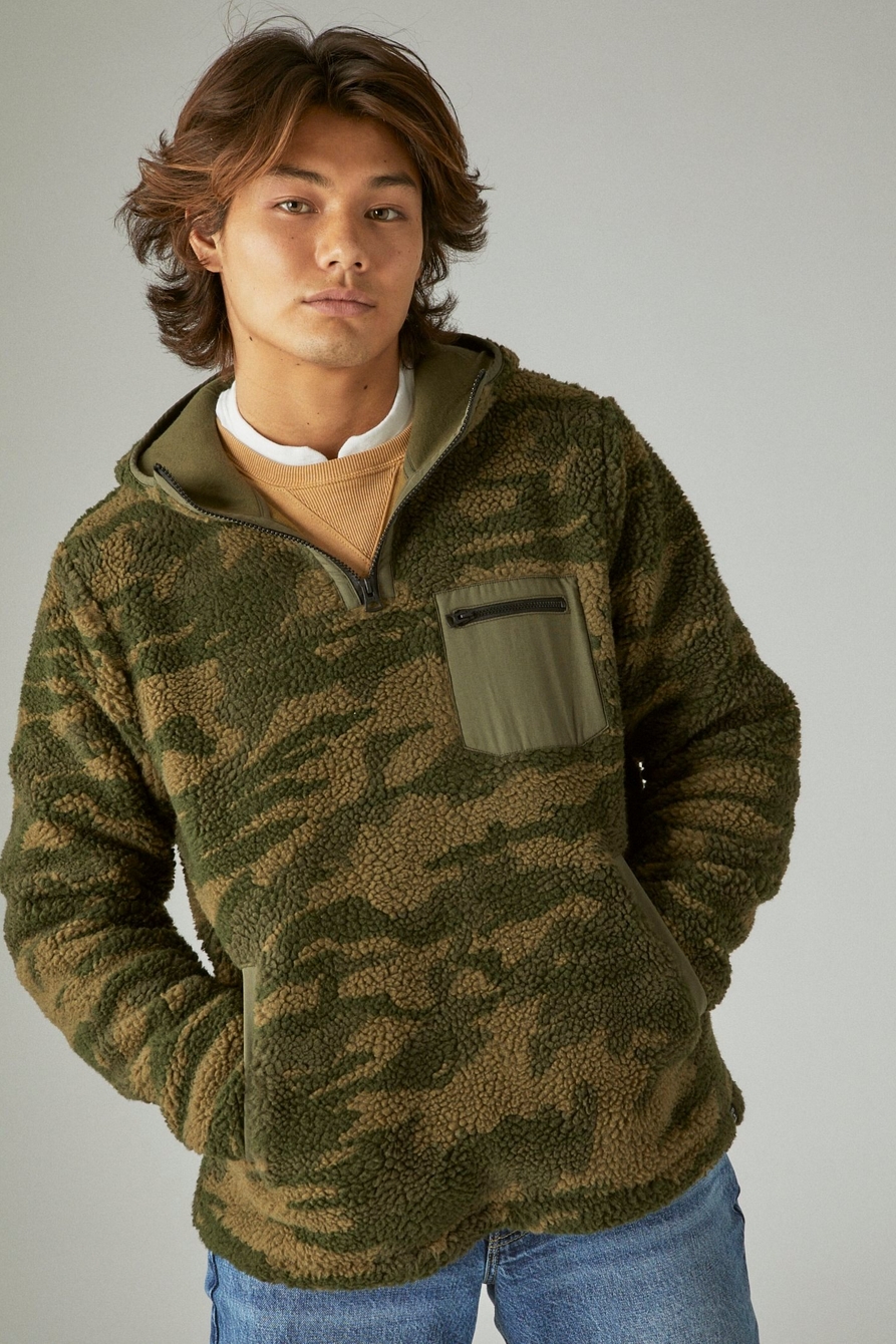 Lucky Brand Utility Camouflage Fleece Half-Zip Hoodie