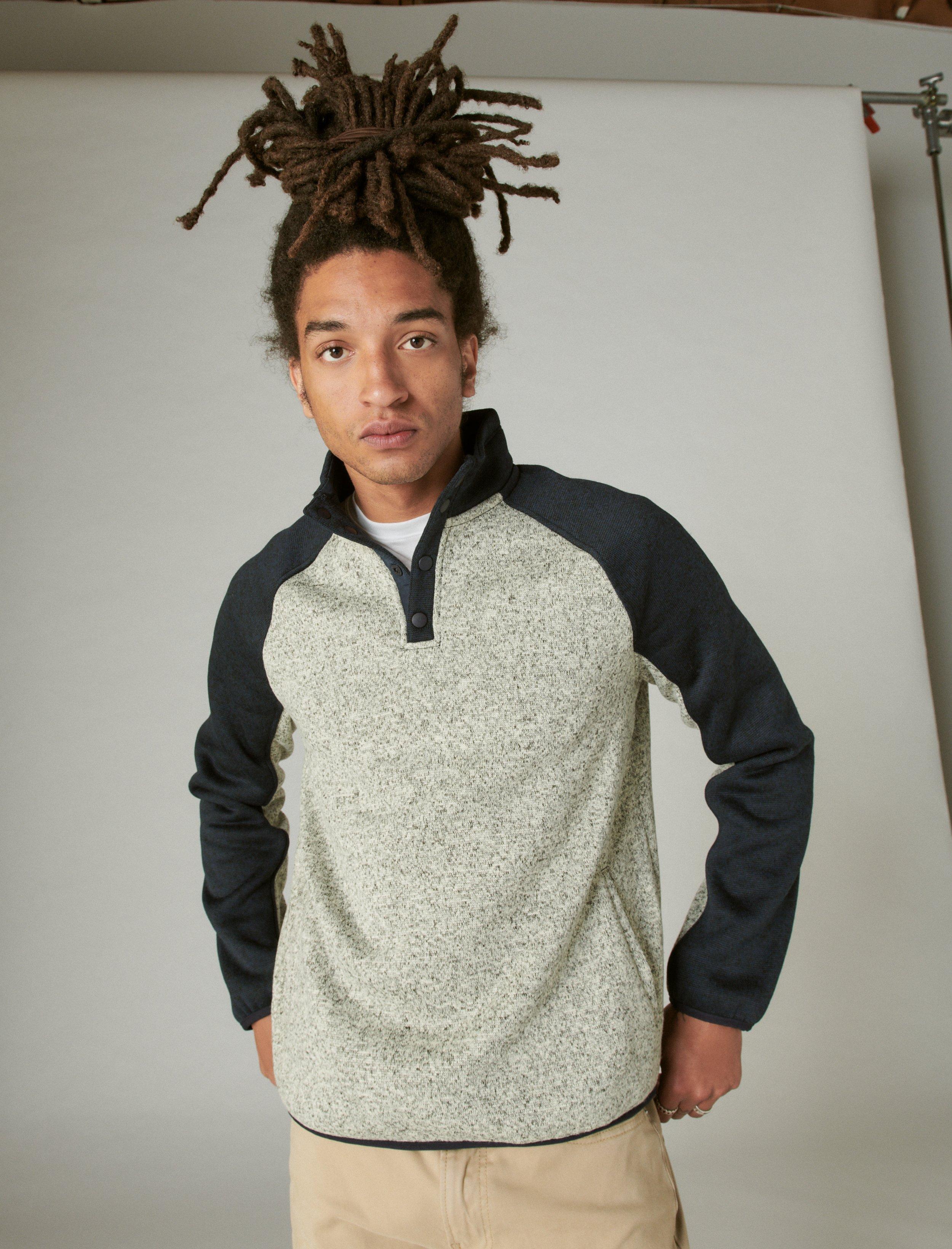 LOS FELIZ FLEECE COLOR BLOCK MOCK NECK