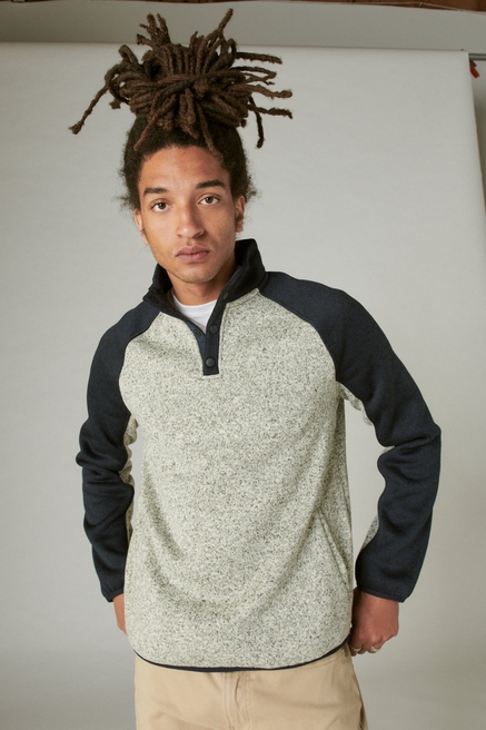 Lucky Brand Sweater Men XL Hoodie Blue Sweatshirt Zip Up Basic Blank