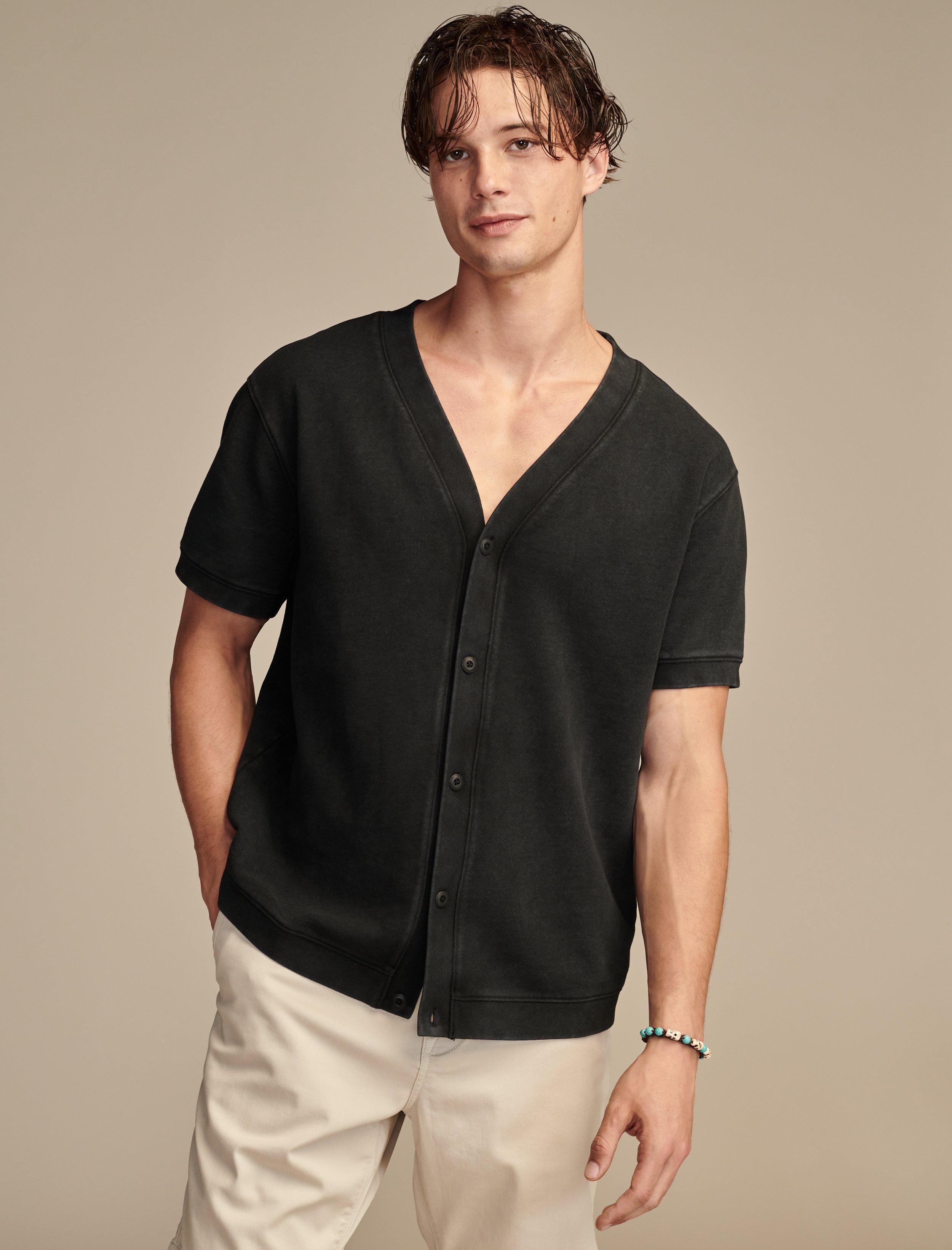 SUEDED TERRY SHORT SLEEVE CARDIGAN