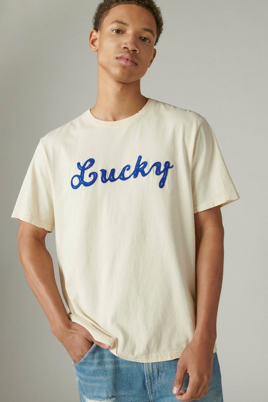 VINTAGE LUCKY SCRIPT GRAPHIC TEE, image 1