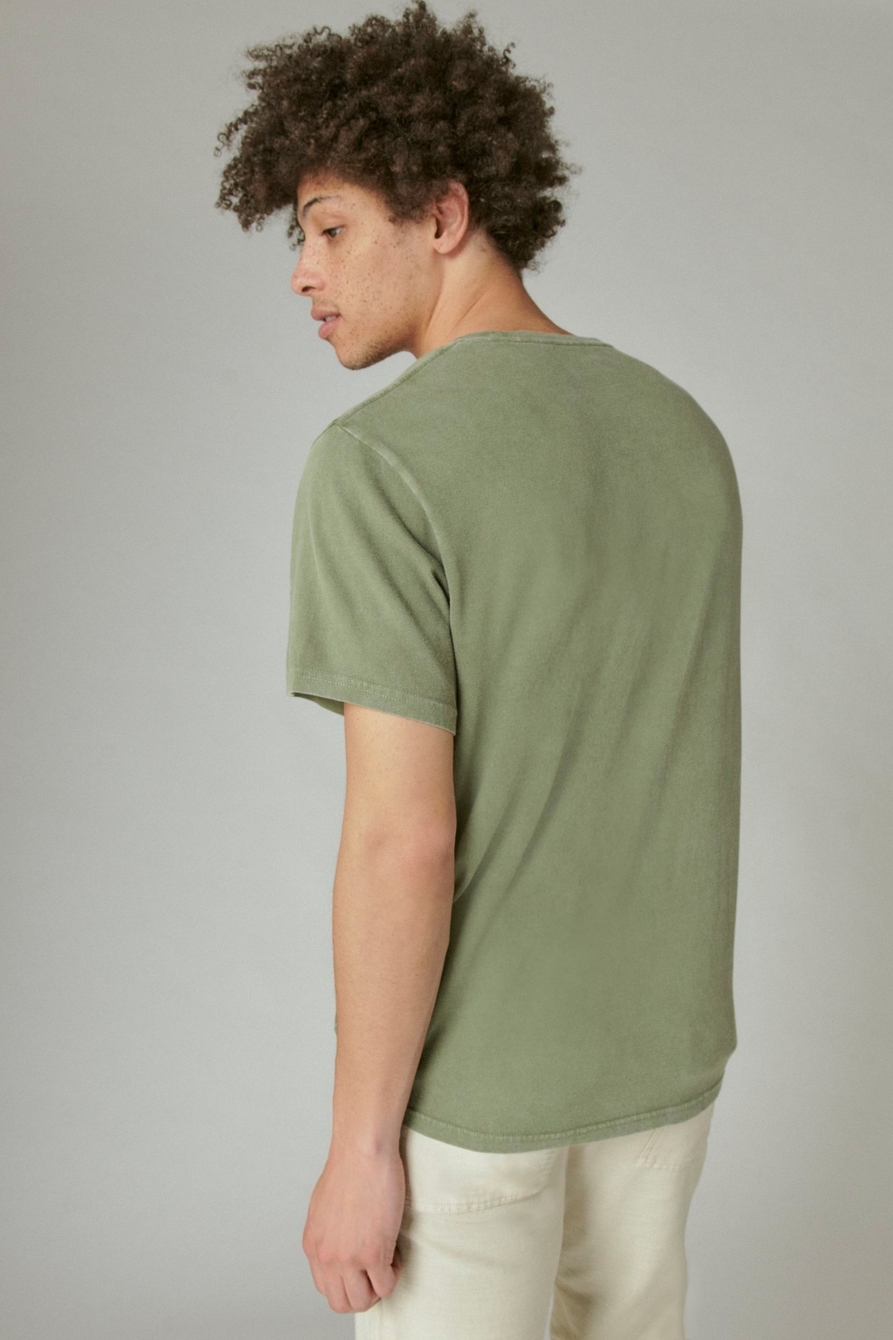 Mens Lucky Brand 4 Leaf Clover Olive Green T-Shirt Size Medium 
