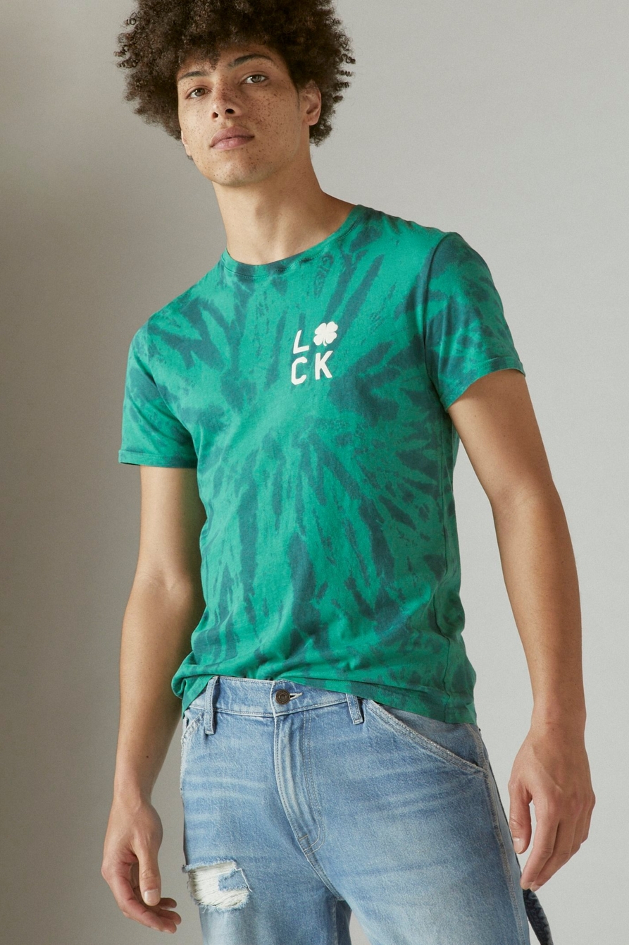 LUCKY CLOVER TIE DYE GRAPHIC TEE, image 1