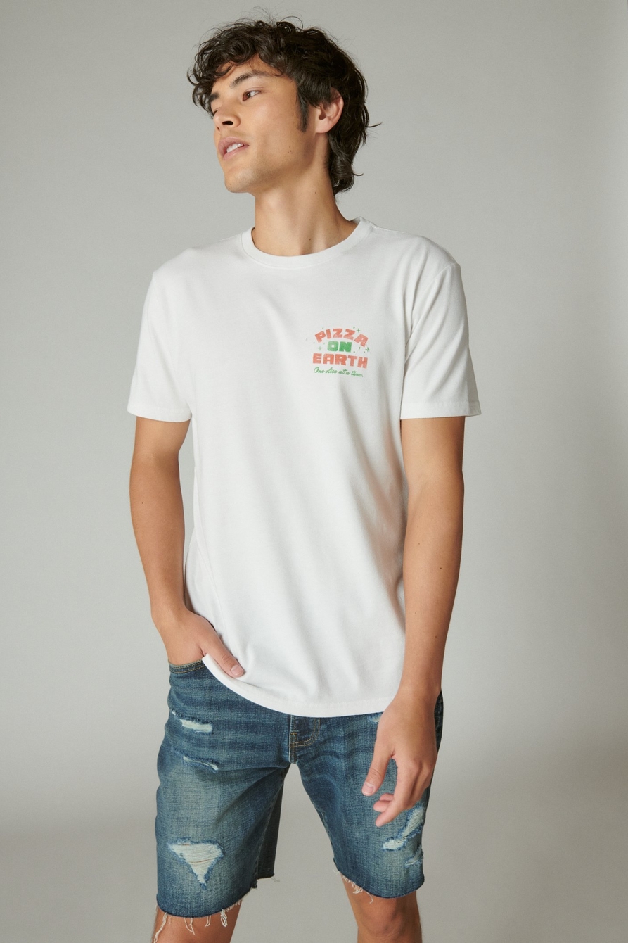 Lucky Brand Pizza On Earth Tee - Men's Clothing Tops Shirts Tee