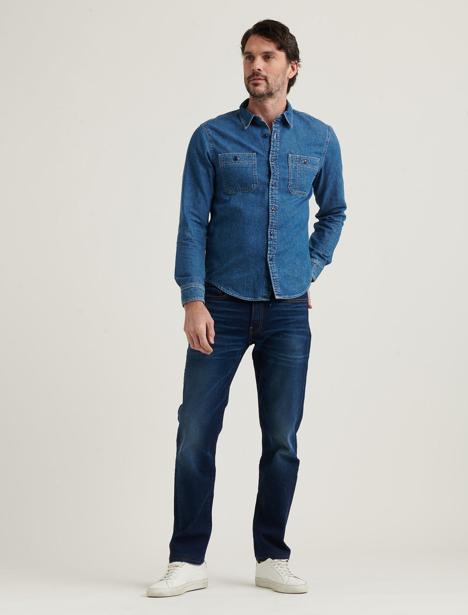 new fashionable branded double pocket solid denim shirts