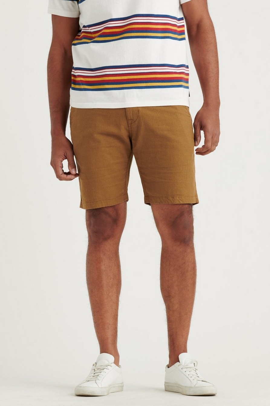 Brown Flat Front Shorts for Men