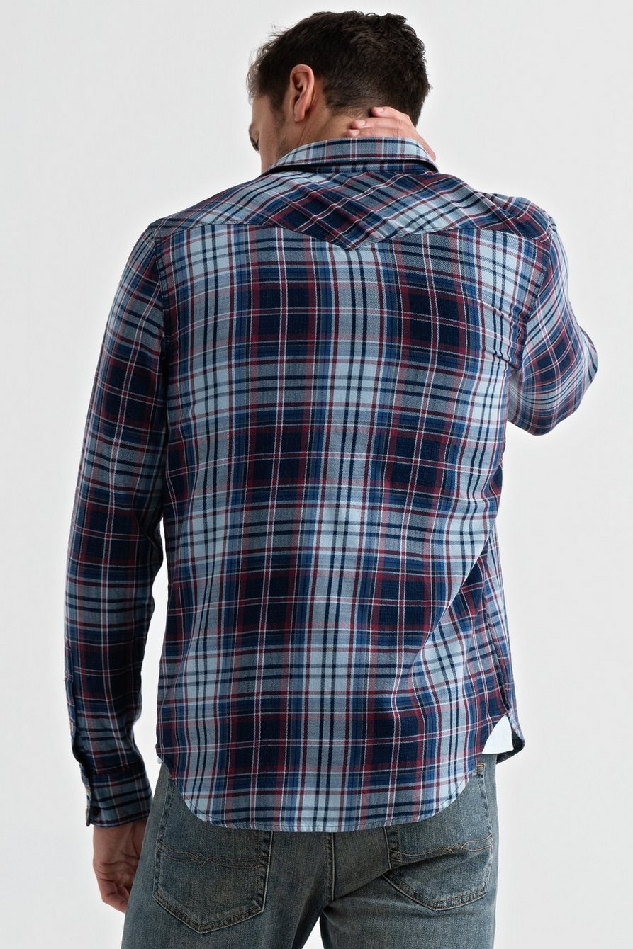 Lucky Brand Men's Indigo Plaid Western Long Sleeve Shirt, Red Plaid, Small  : : Clothing, Shoes & Accessories
