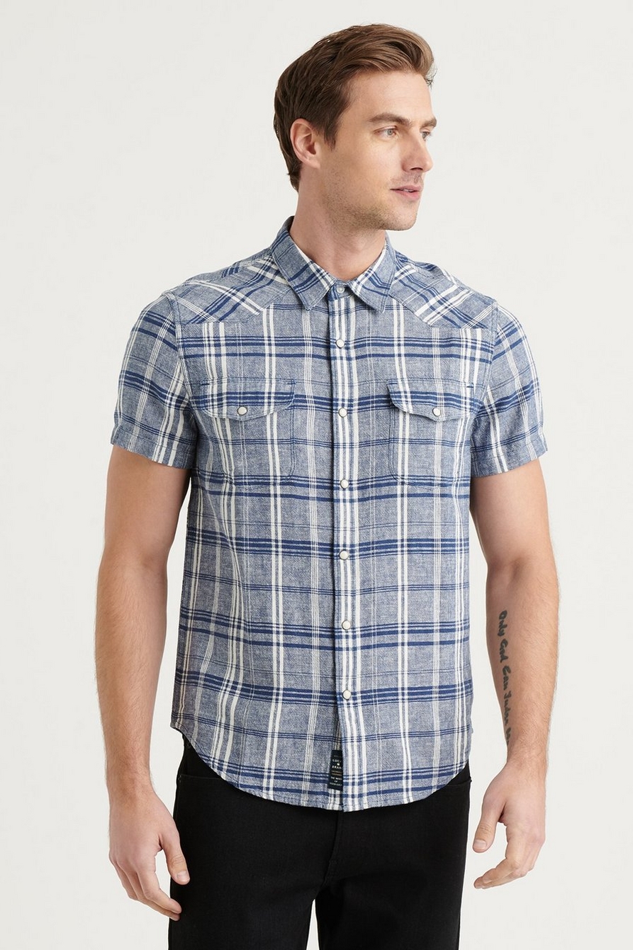 Lucky Brand, Shirts, Luckybrand Mens Blue Short Sleeve Button Down  Collared Shirt Small