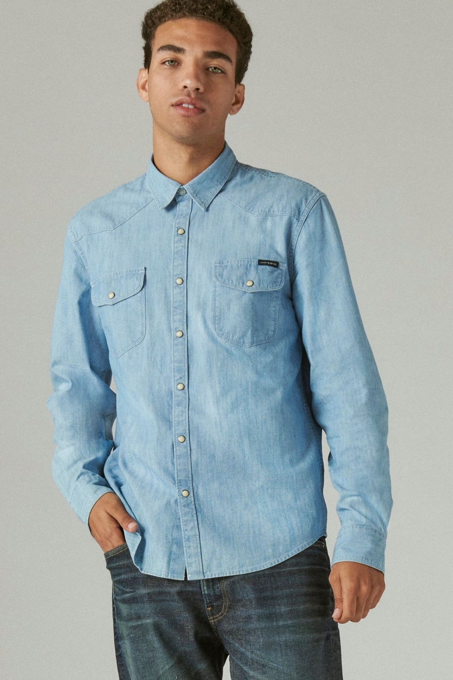 Lucky Brand Authentic Heritage Denim Snap-up Shirt in Blue