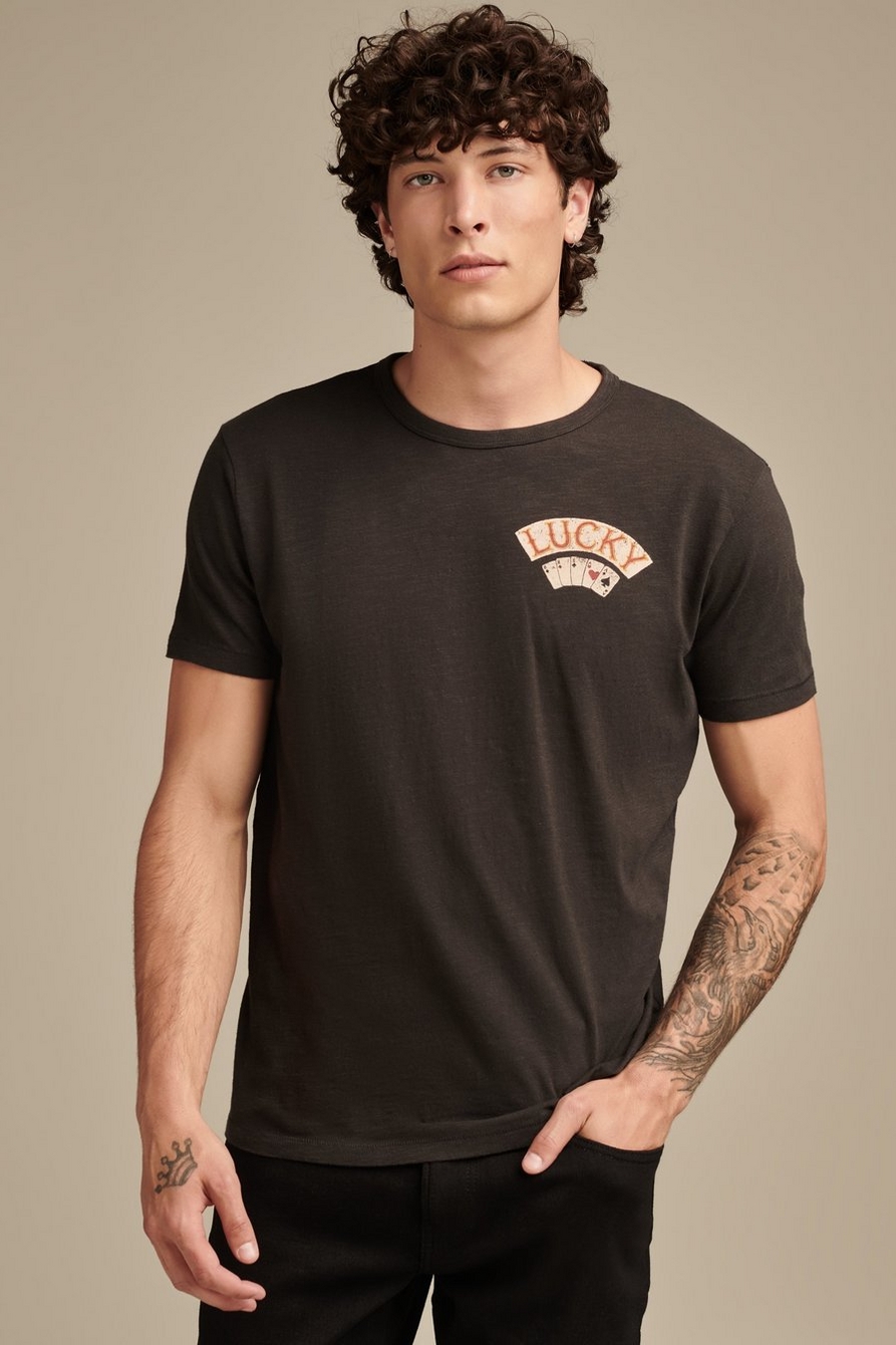 Lucky Brand Men's Aces Over Eights Tee - Black Small