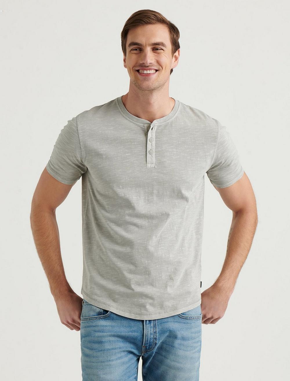 Lucky Brand Mens Short Sleeve Slub Henley T Shirt