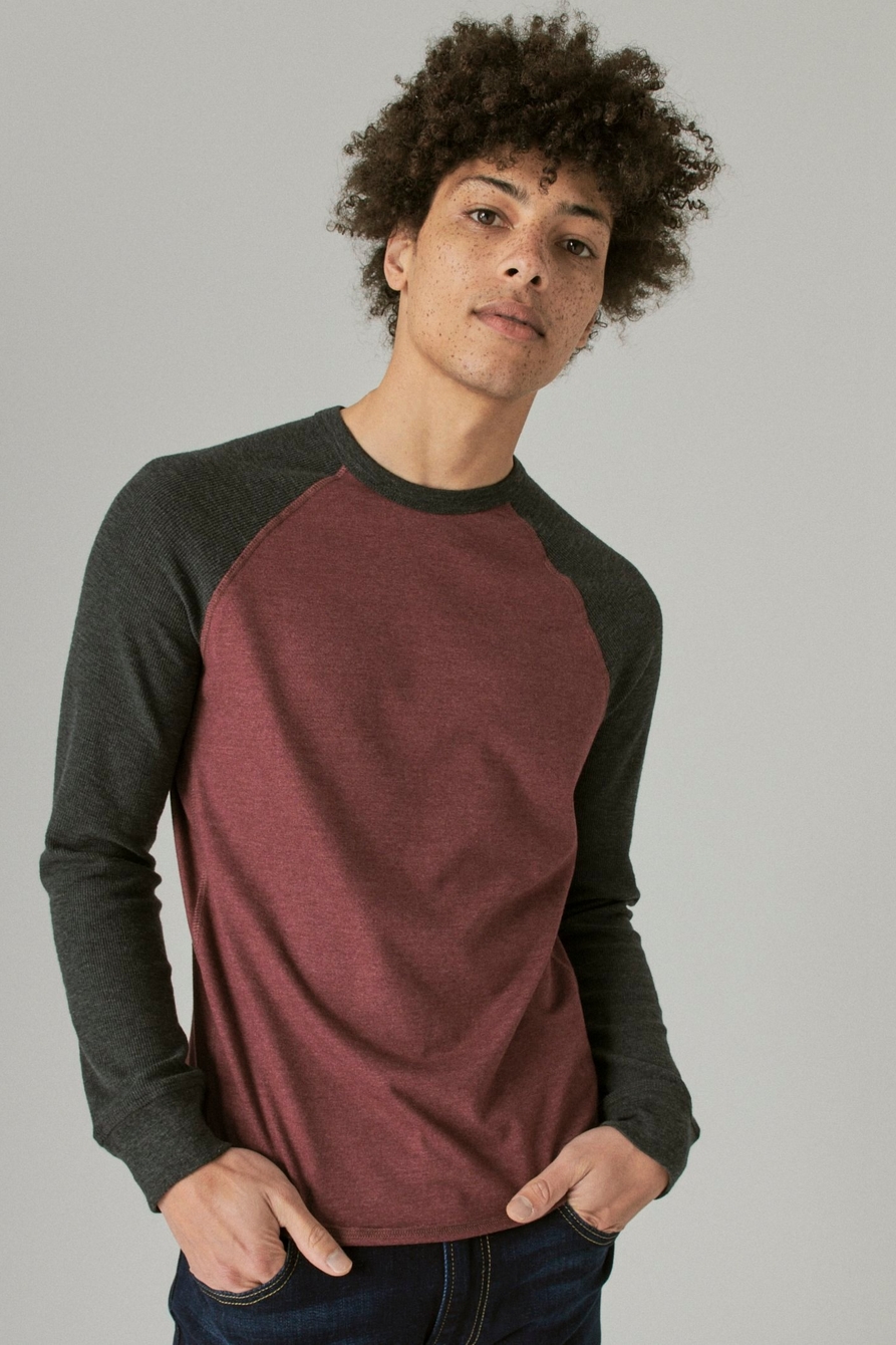 THERMAL COLOR BLOCK CREW NECK TEE, image 1