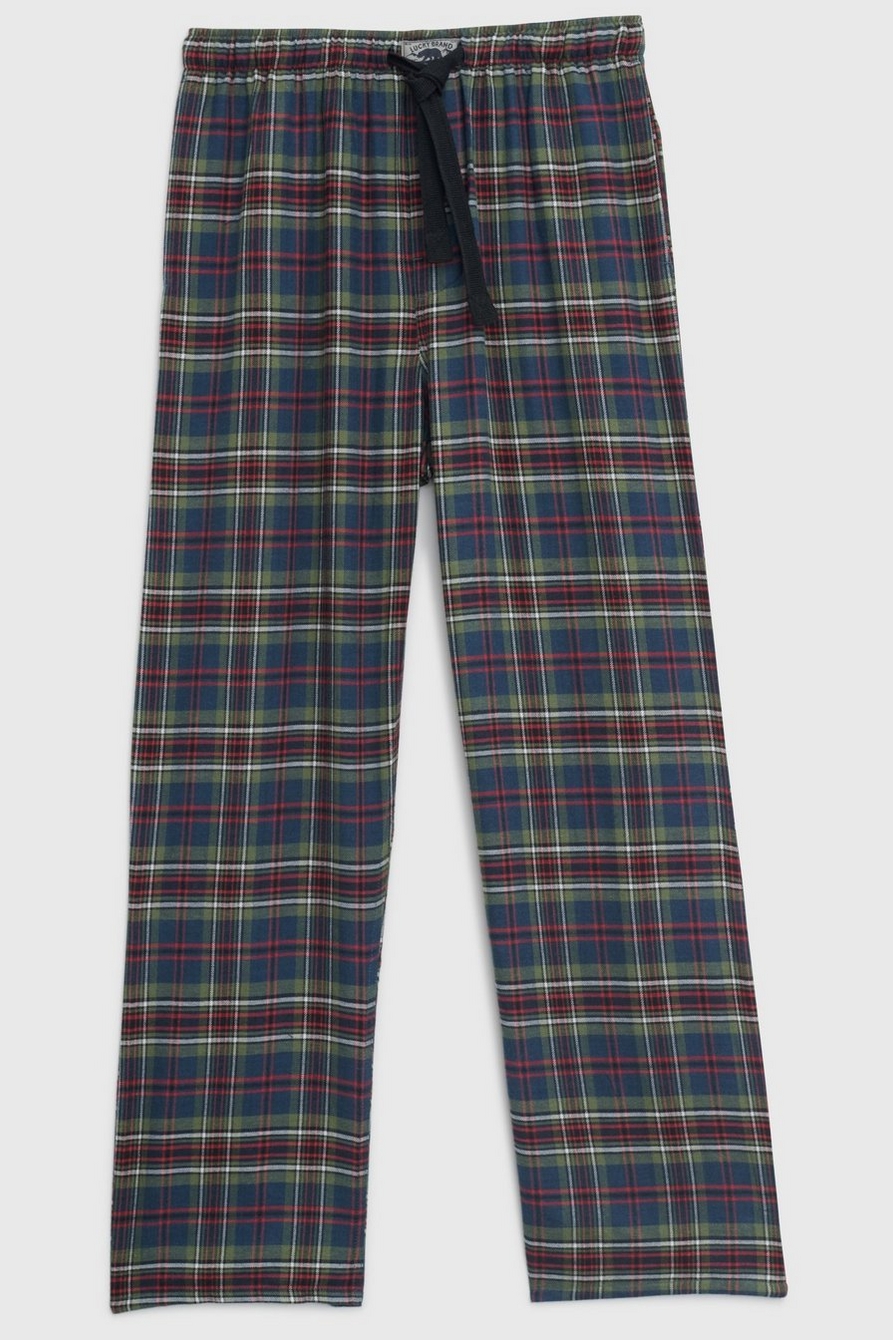 Lucky Brand Mens Sz XL Pajama Pants W/Pockets Burgundy Plaid TS1