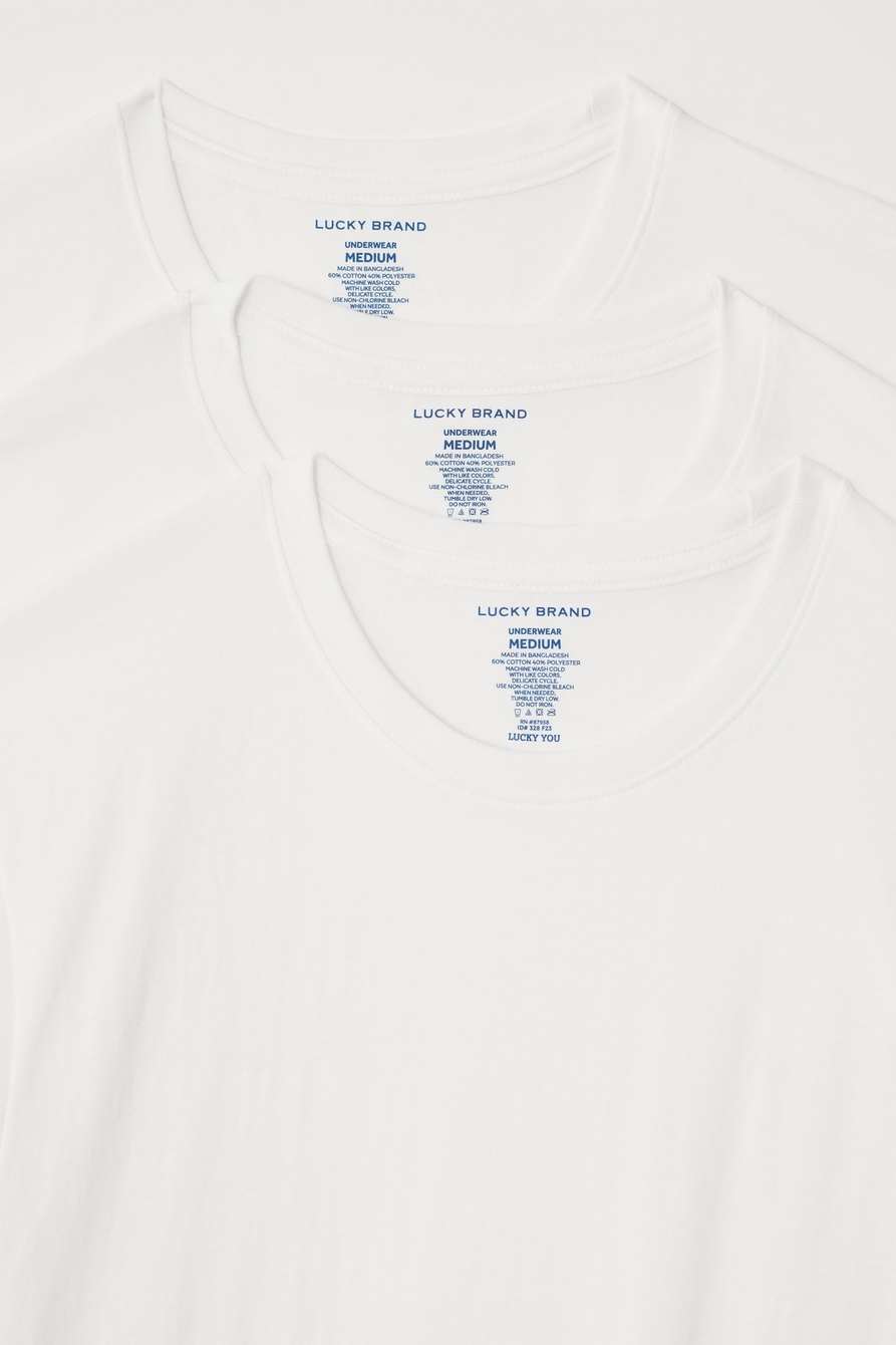 Lucky Brand Men's Undershirt - Crew Neck Cotton Sim Fit Short Sleeve  T-Shirt (3 Pack), Size Large, White : : Fashion
