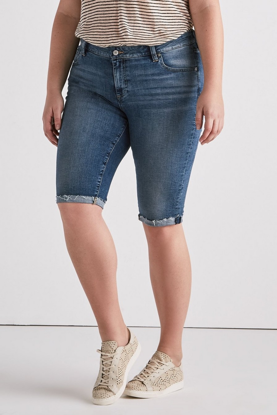 Lucky Brand Womens Plus Size Mid Rise Ginger Bermuda Short 