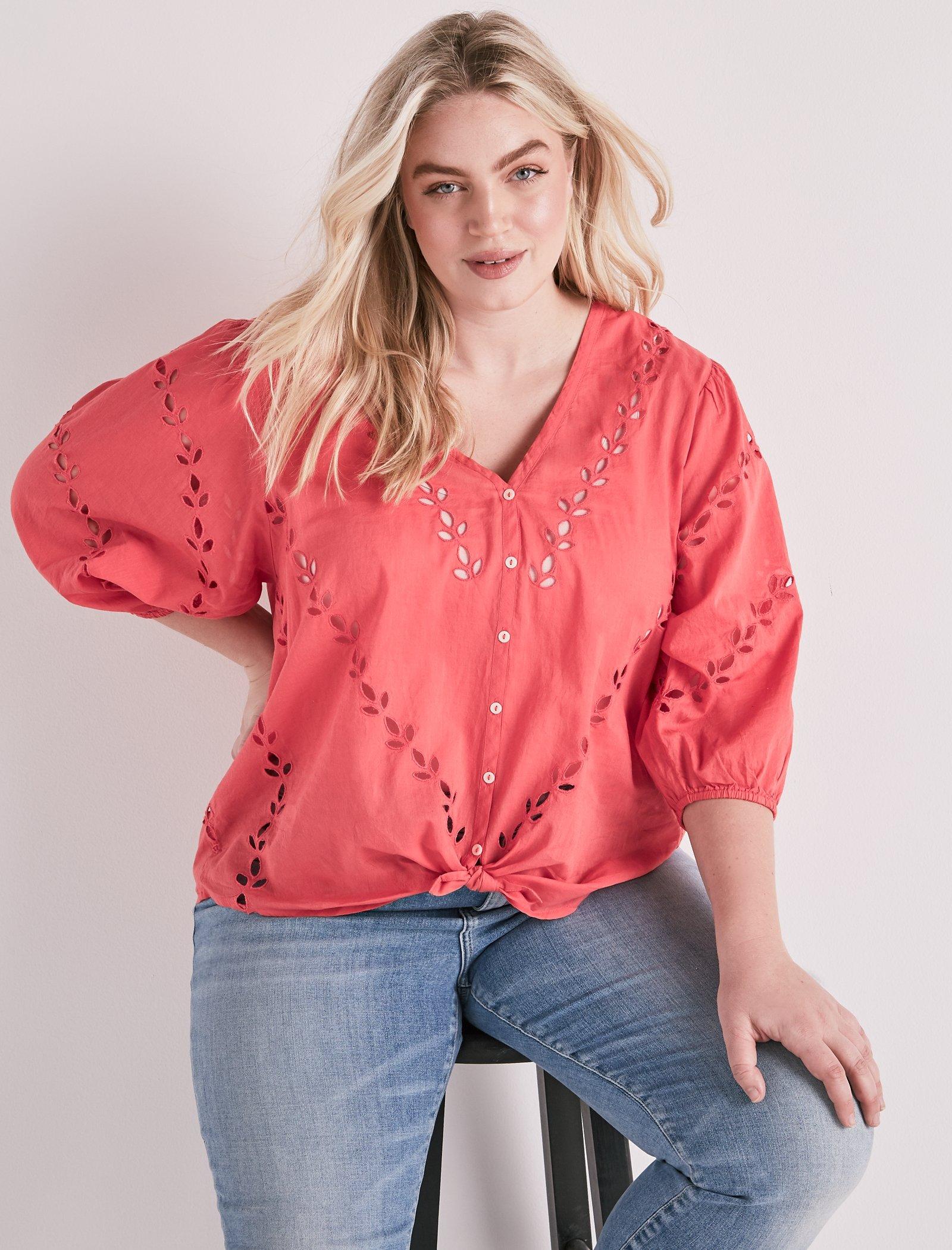 lucky brand eyelet peasant top