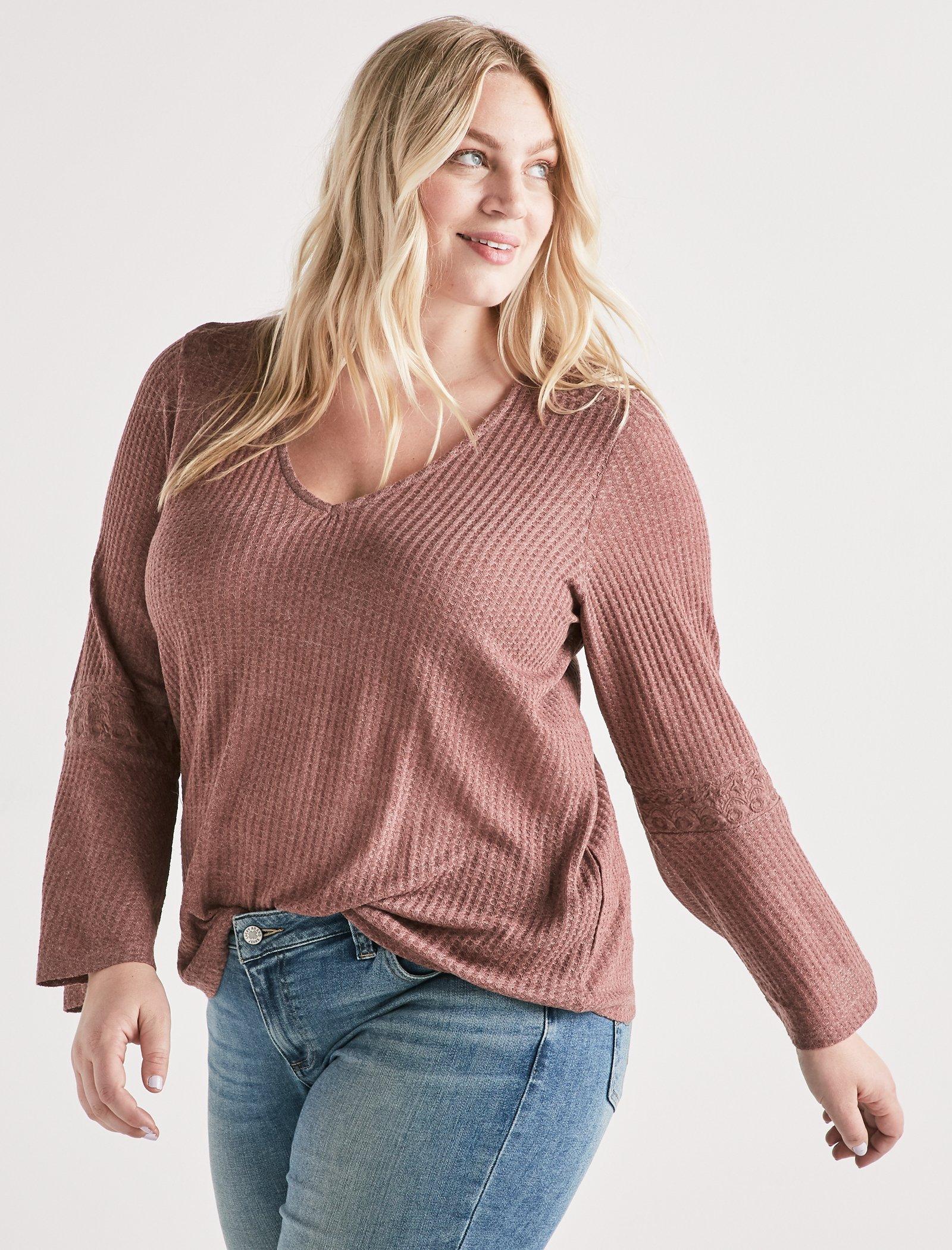Lucky Brand Plus Size Flare-Sleeve Thermal Top Classic