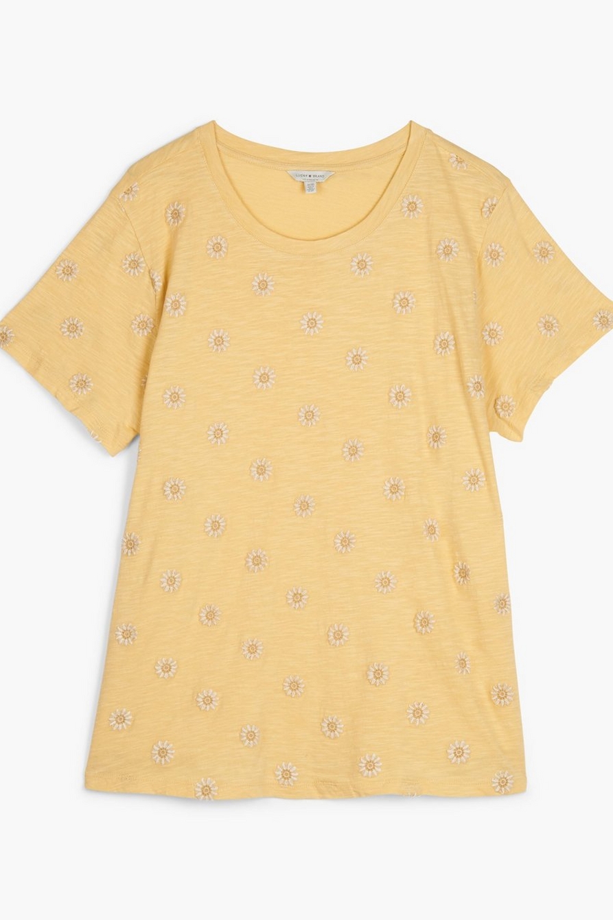 Lucky Brand Plus Embroidered-Daisy Tee
