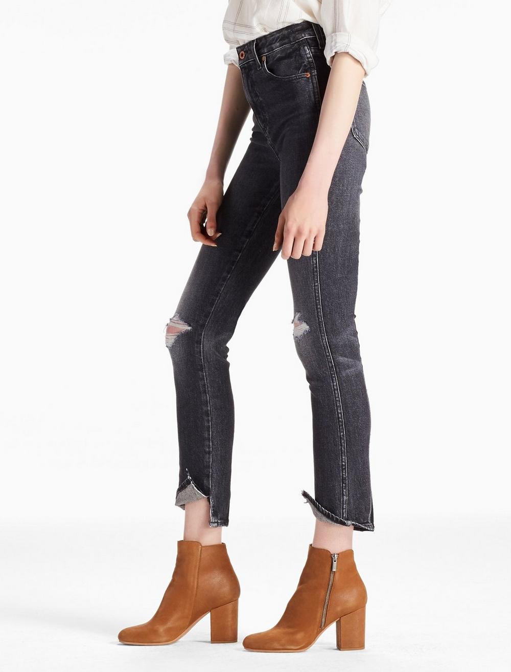 HIGH RISE TOMBOY CROPPED STRAIGHT LEG JEAN WITH SPAT HEM, image 1